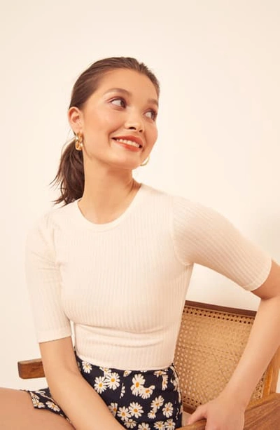 Shop Reformation Janine Ribbed Top In Ivory