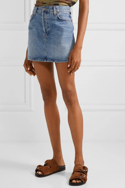 Shop Re/done Originals 60s Denim Mini Skirt In Mid Denim