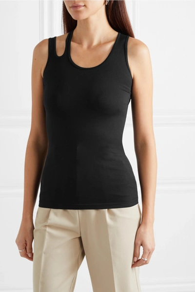 Shop Helmut Lang Cutout Seamless Stretch-jersey Tank In Black