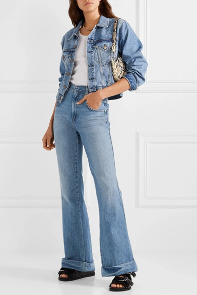 Shop Re/done High-rise Flared Jeans In Mid Denim