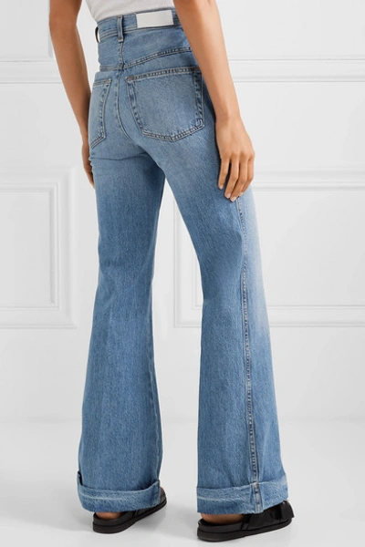 Shop Re/done High-rise Flared Jeans In Mid Denim