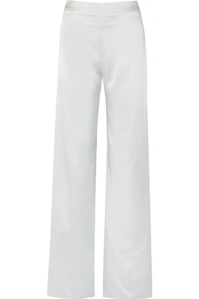 Shop Brandon Maxwell Metallic Silk-charmeuse Wide-leg Pants In Silver