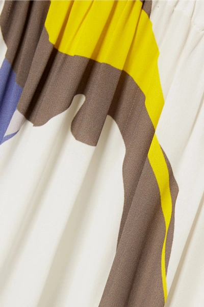 Shop Tibi Asymmetric Paneled Printed Crepe Midi Dress In White
