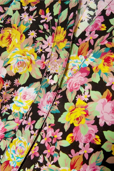 Shop Les Rêveries Asymmetric Floral-print Silk-crepe Midi Dress In Pink