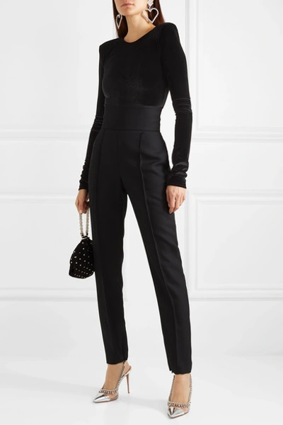 Shop Alexandre Vauthier Stretch-velvet Bodysuit In Black