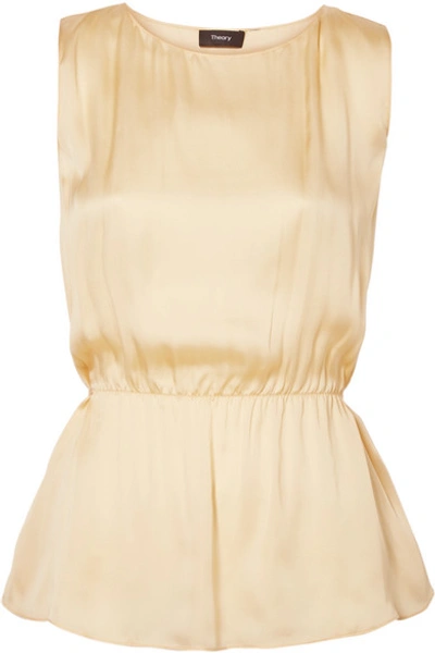 Shop Theory Silk-satin Top In Pastel Yellow