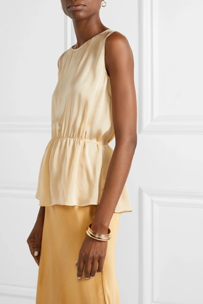 Shop Theory Silk-satin Top In Pastel Yellow