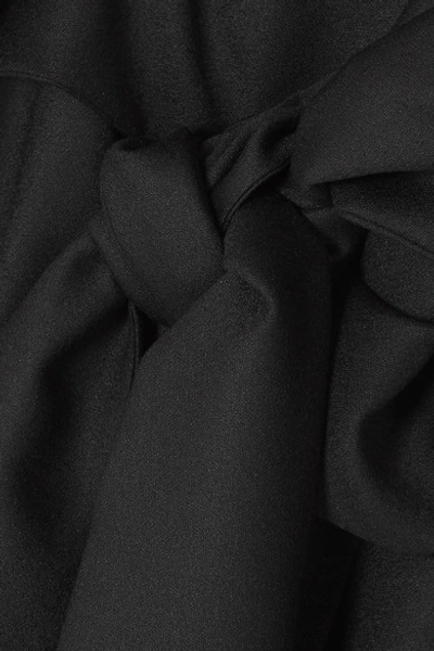 Shop Materiel Draped One-shoulder Wool Midi Dress In Black