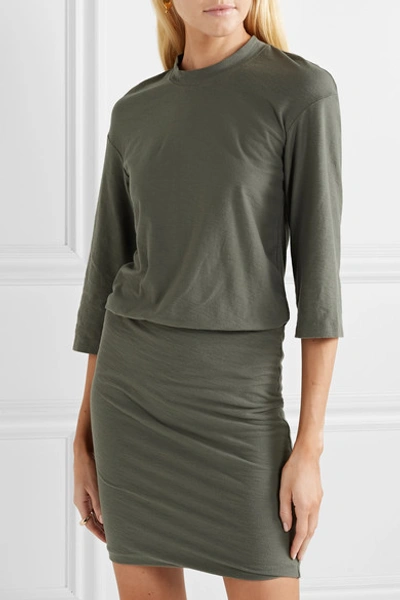 Shop James Perse Stretch-cotton Jersey Mini Dress In Army Green