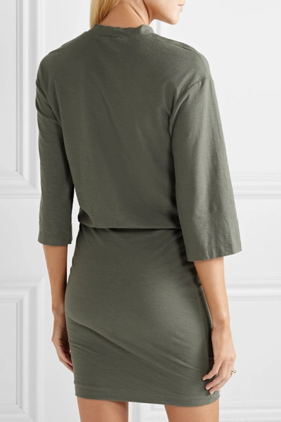 Shop James Perse Stretch-cotton Jersey Mini Dress In Army Green