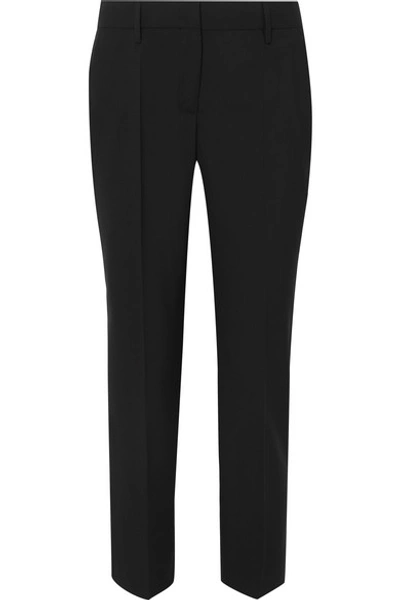 Shop Prada Wool Straight-leg Pants In Black