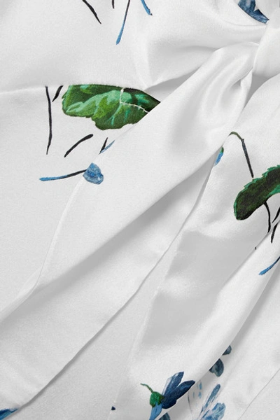 Shop Les Rêveries Tie-front Floral-print Silk-satin Maxi Dress In White