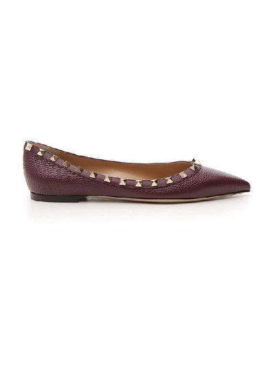 Shop Valentino Garavani Rockstud Ballerina Flat Shoes In Purple