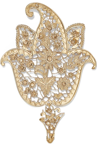 Shop Etro Gold-tone And Crystal Brooch