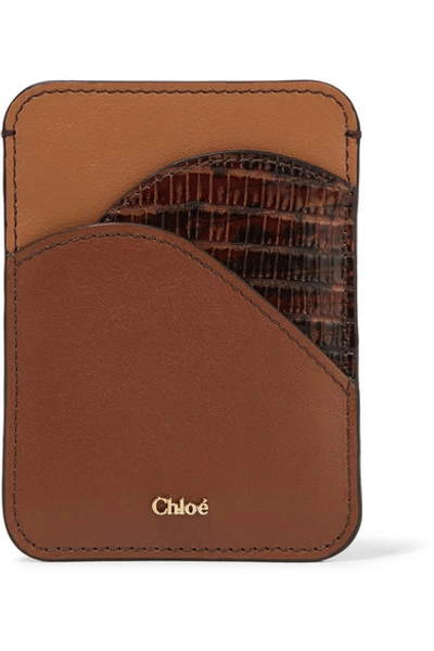 Shop Chloé Color-block Leather Cardholder In Brown