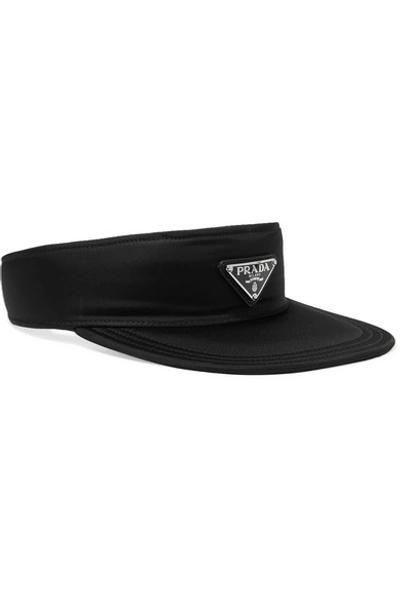 Shop Prada Appliquéd Nylon Visor In Black