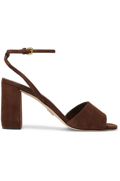 Shop Prada 85 Suede Sandals In Brown