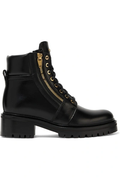 Shop Balmain Army Leather Ankle Boots In Black