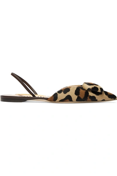 Shop Rupert Sanderson Sabine Leopard-print Calf Hair Slingback Flats In Leopard Print