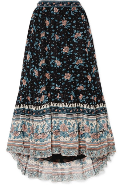 Shop Ulla Johnson Marina Floral-print Fil Coupé Silk-blend Chiffon Midi Skirt In Navy