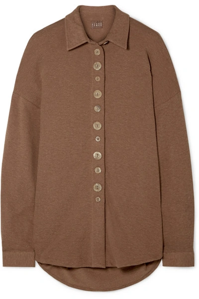 Shop Albus Lumen Traveller Oversized Cotton-blend Terry Shirt In Brown