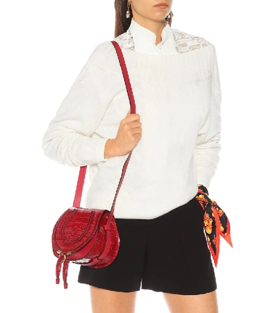 Shop Chloé Marcie Mini Leather Shoulder Bag In Red