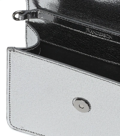 Shop Jw Anderson Logo Leather Shoulder Bag In Silver