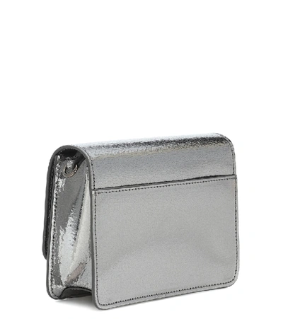 Shop Jw Anderson Logo Leather Shoulder Bag In Silver