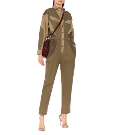 Shop Isabel Marant Étoile Guan Cotton Jumpsuit In Green