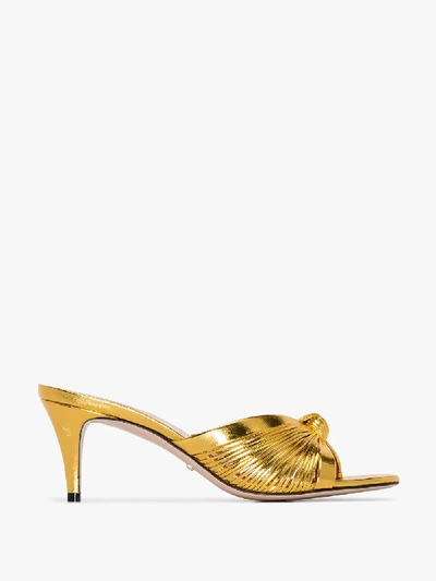 Shop Gucci Crawford 65mm Knot-detail Sandals In 107 - Metallic