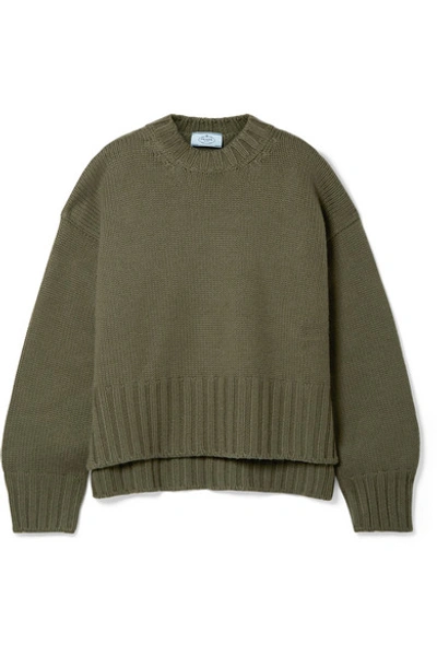 Shop Prada Cashmere Sweater In Army Green