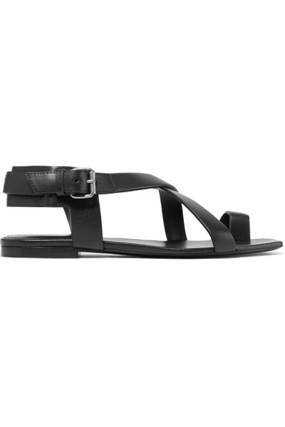 Shop Saint Laurent Hiandra Leather Sandals In Black