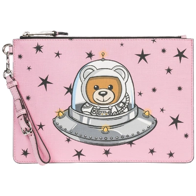 Shop Moschino Teddy Ufo Clutch Bag In Pink