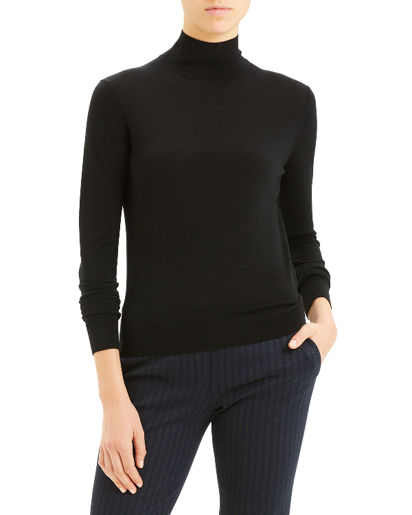Theory Sweater Turtle Neck Merino Wool In Black | ModeSens