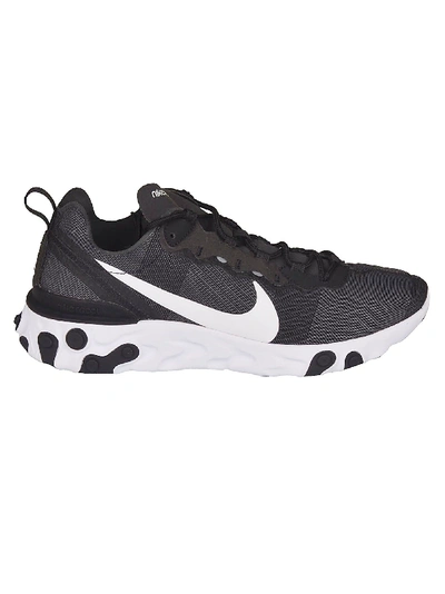Nike Black & White React Element 55 Sneakers In Black/white
