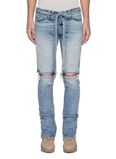 Shop Fear Of God Belted Zip Cuff Ripped Skinny Jeans