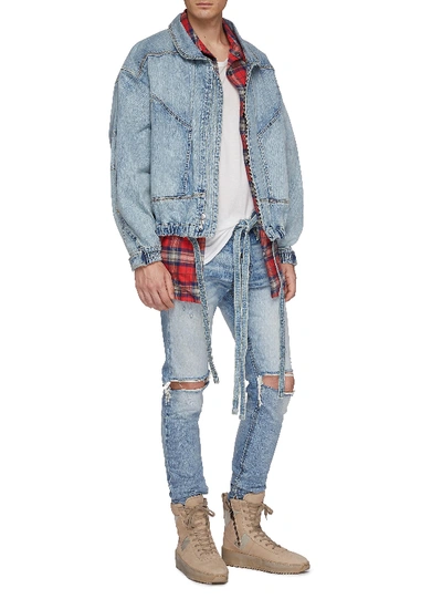 Shop Fear Of God Belted Zip Cuff Ripped Skinny Jeans