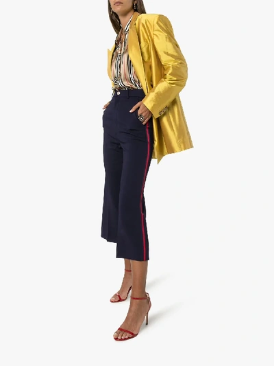 Shop Gucci Web-trimmed Culottes In Blue