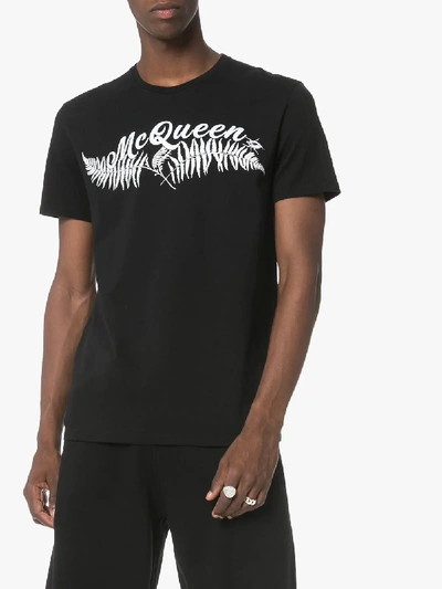 Shop Alexander Mcqueen Fern Logo Printed T-shirt In Black