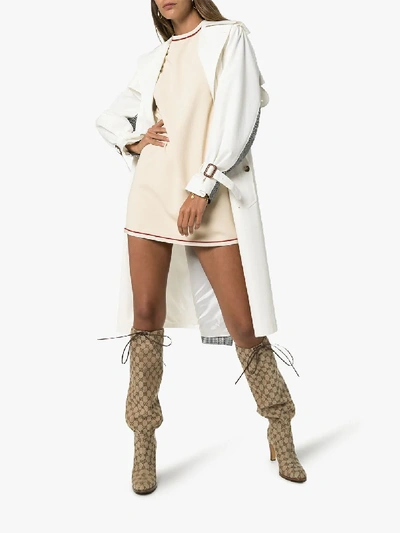 Shop Gucci Sleeveless Shift Dress In White