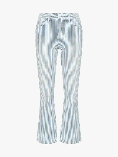 Shop Frame Engineer Stripe Cropped Jeans In Blue