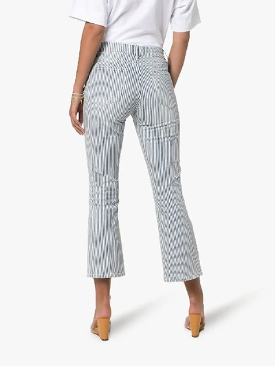 Shop Frame Engineer Stripe Cropped Jeans In Blue