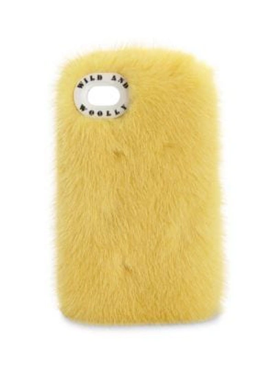 Shop Wild And Woolly Dyed Mink Iphone 7 Case In Canary Yellow