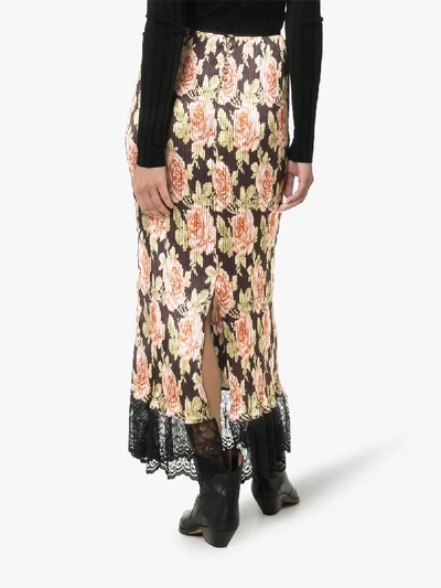 Shop Paco Rabanne Rose Print Skirt In V007 Multicoloured