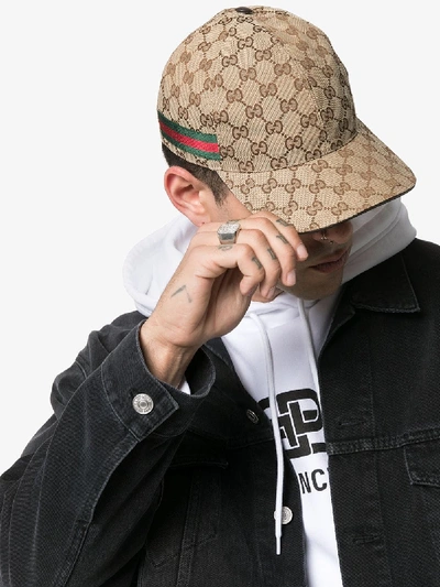 Gucci Gg Supreme Canvas Baseball Cap In 棕色