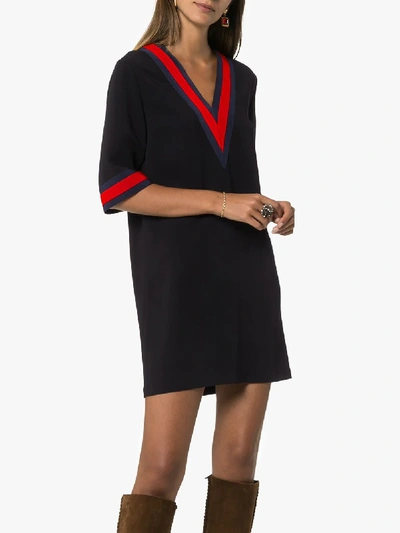 Shop Gucci Web Stripe Shift Dress In Black