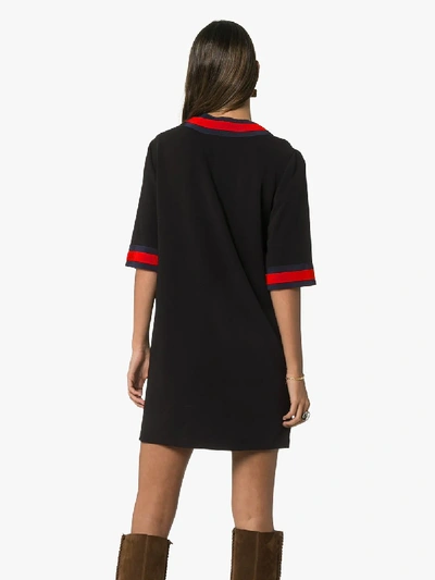 Shop Gucci Web Stripe Shift Dress In Black