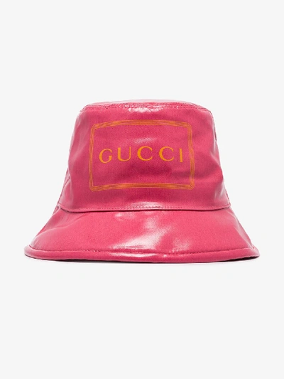 Shop Gucci Pink Logo Print Bucket Hat