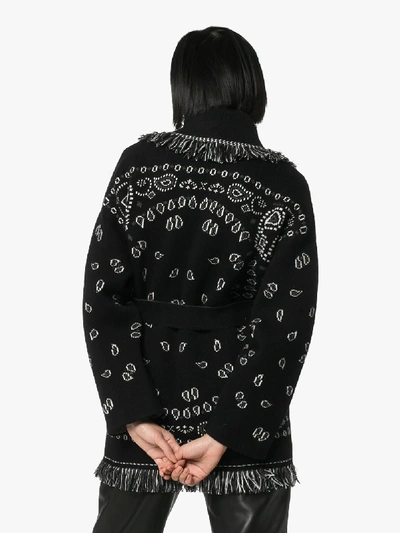 Shop Alanui Bandana Jacquard Cashmere Cardigan In Black