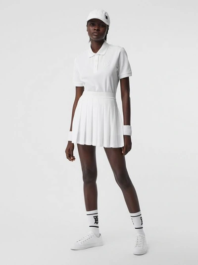 Shop Burberry Pleated Jersey Tennis Skirt In White